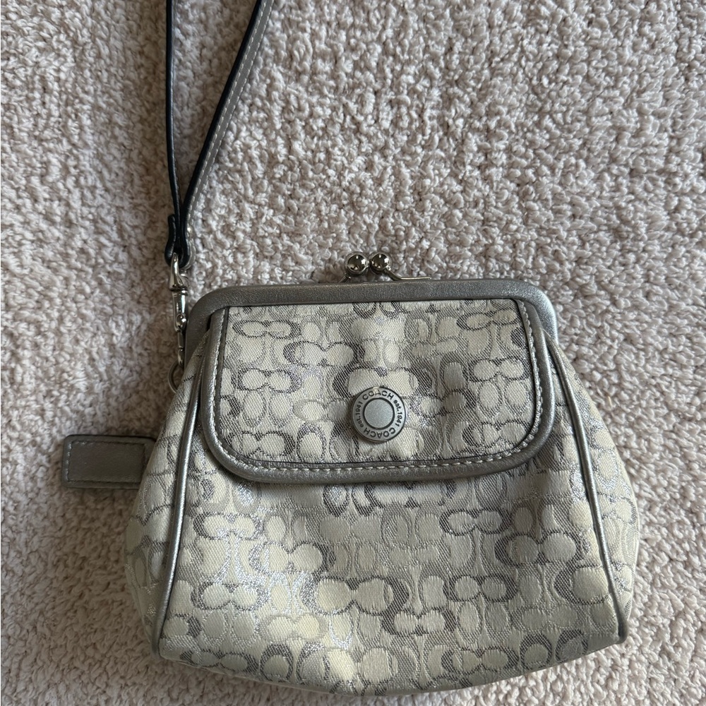 Coach Silver Wristlet Clutch